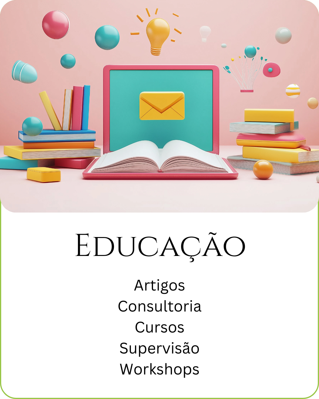 Na SER Clínica estamos compartilhando a expertise e experiência de nossa equipe com outros profissionais e com o público em geral por meio de cursos, workshops, supervisão e artigos.